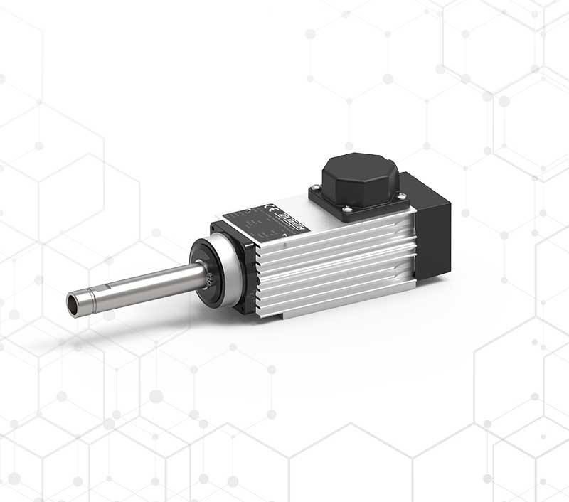 HF motor with extra long shaft for PVC application.